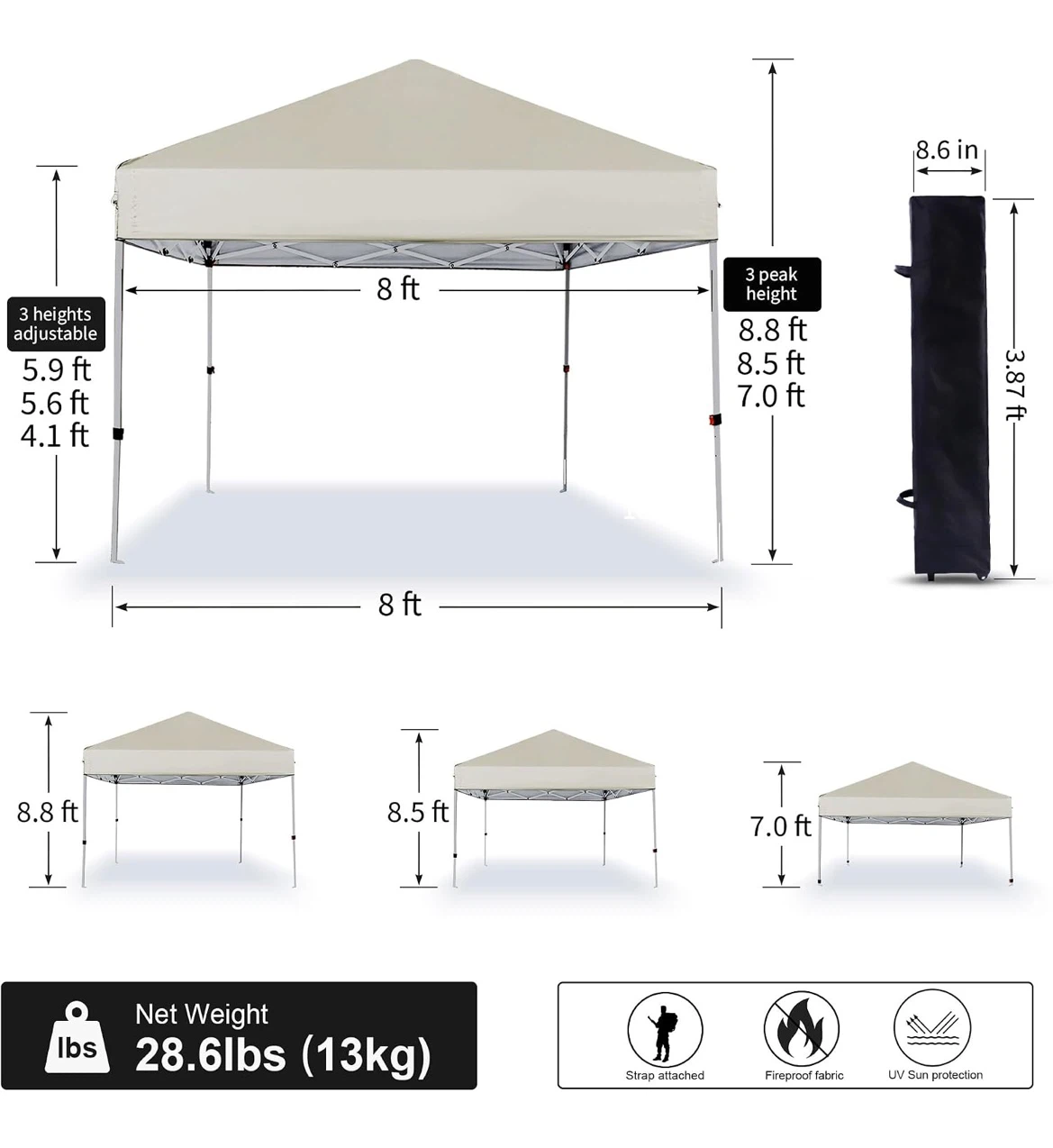 8x8 Foot Pop-Up Canopy Tent - photo 3