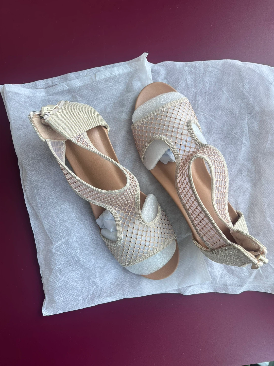 Metallic Gold Wedge Sandals - photo 3