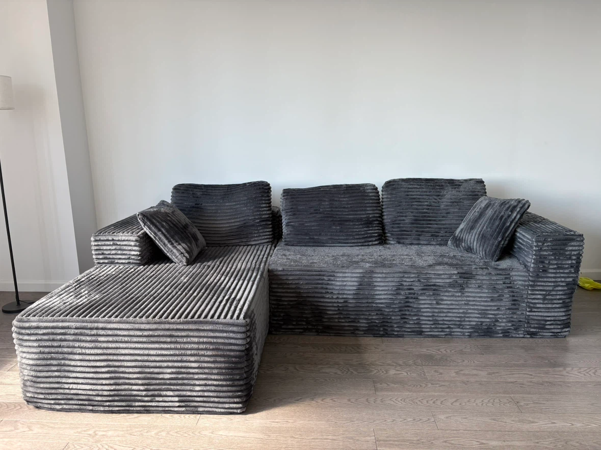 109.5’’ Modular Sectional Sofa - Gray Corduroy - photo 2