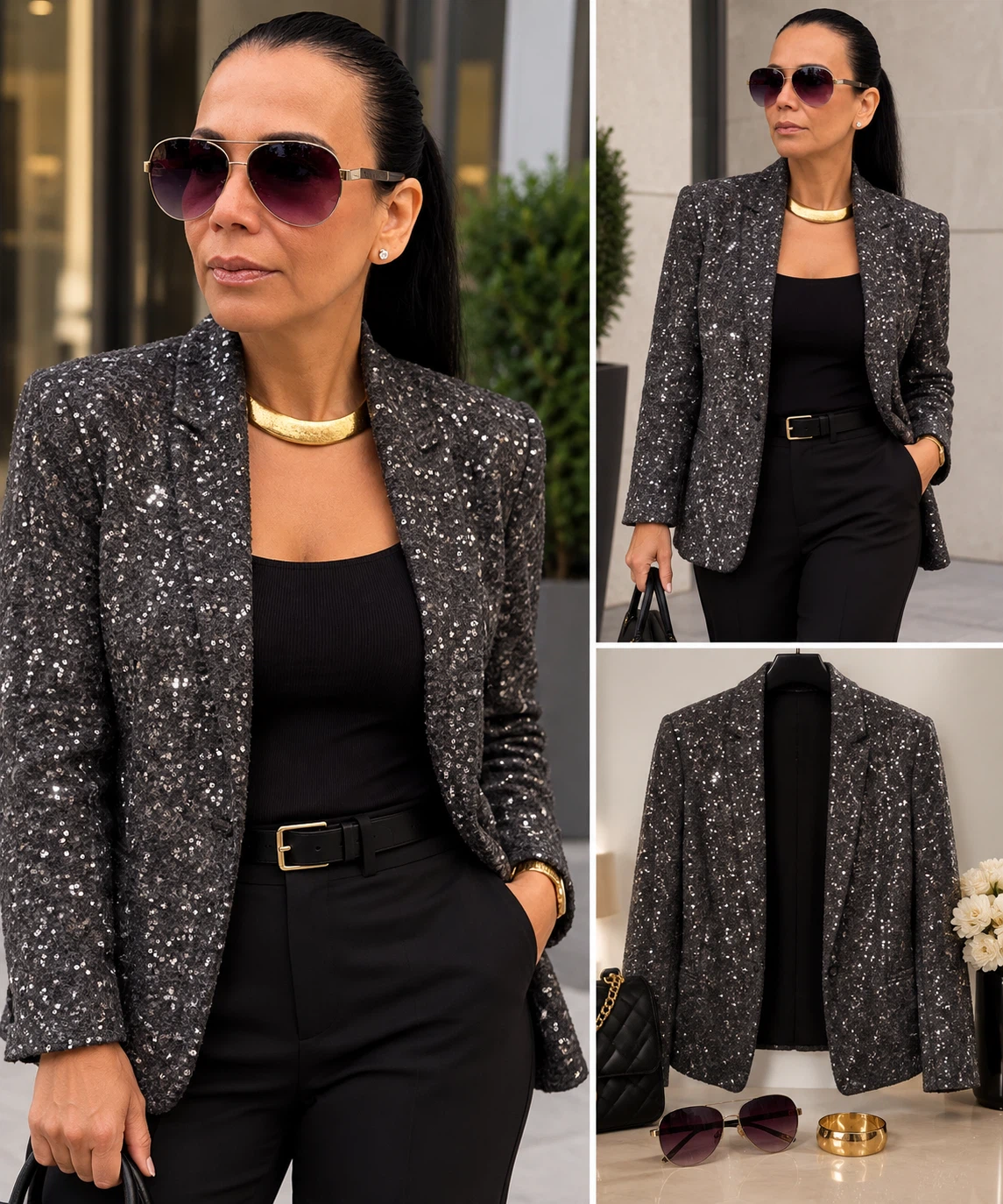 Zara Basic Sequin Blazer - photo 2
