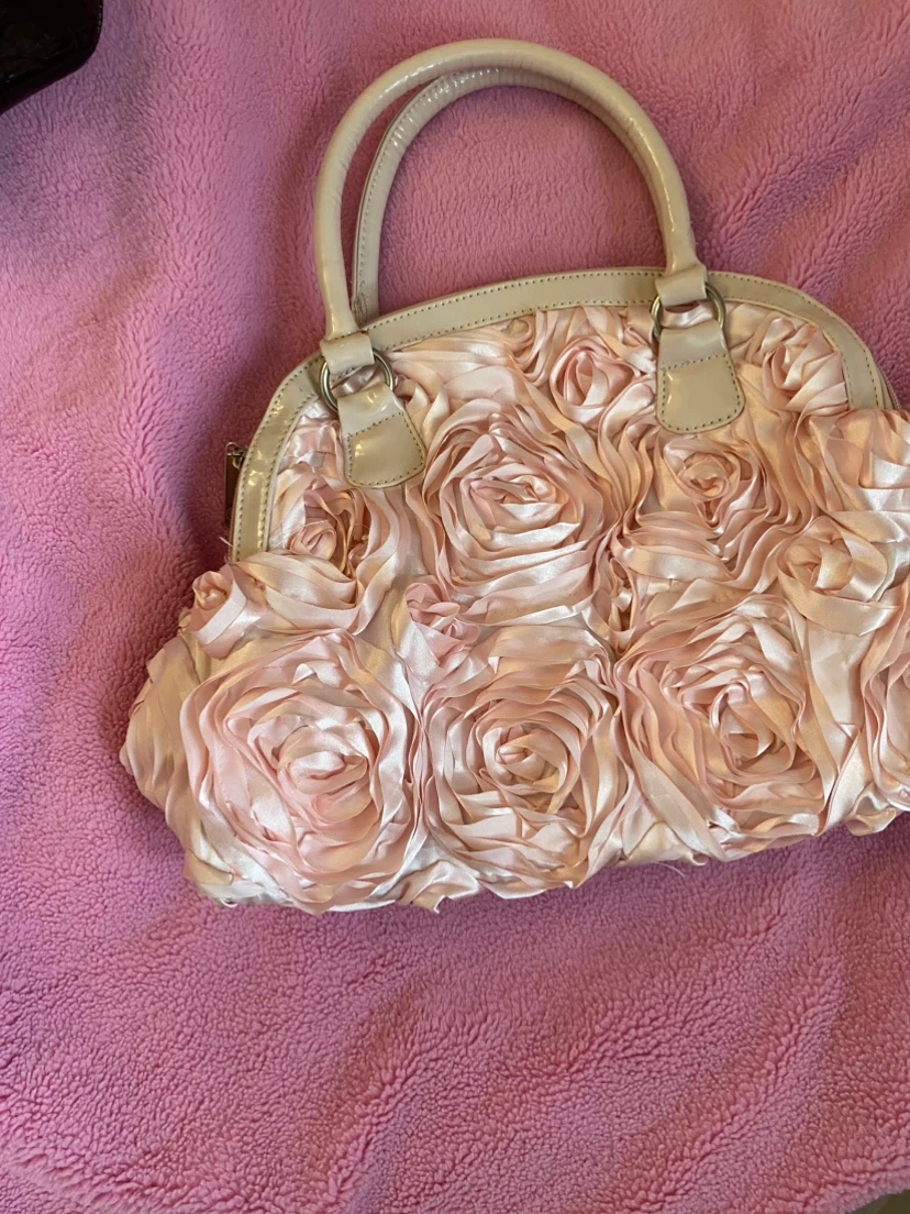 Light Pink Rose Embellished Handbag