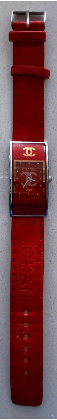 Red LeatheCHANEL (Paris) Watch • Monogramed • CC Stainless Steel