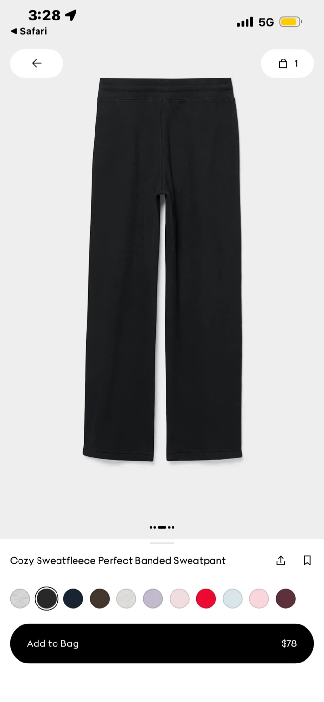 black aritzia sweatfleece perfect band sweatpants