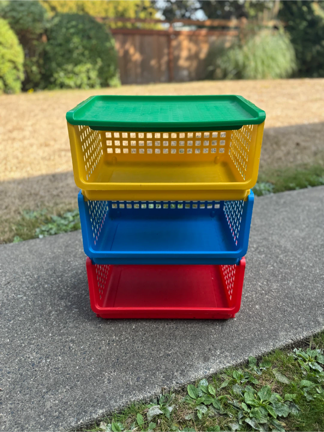 Rubbermaid 3-Tier Stackable Plastic Storage Bins with Lid