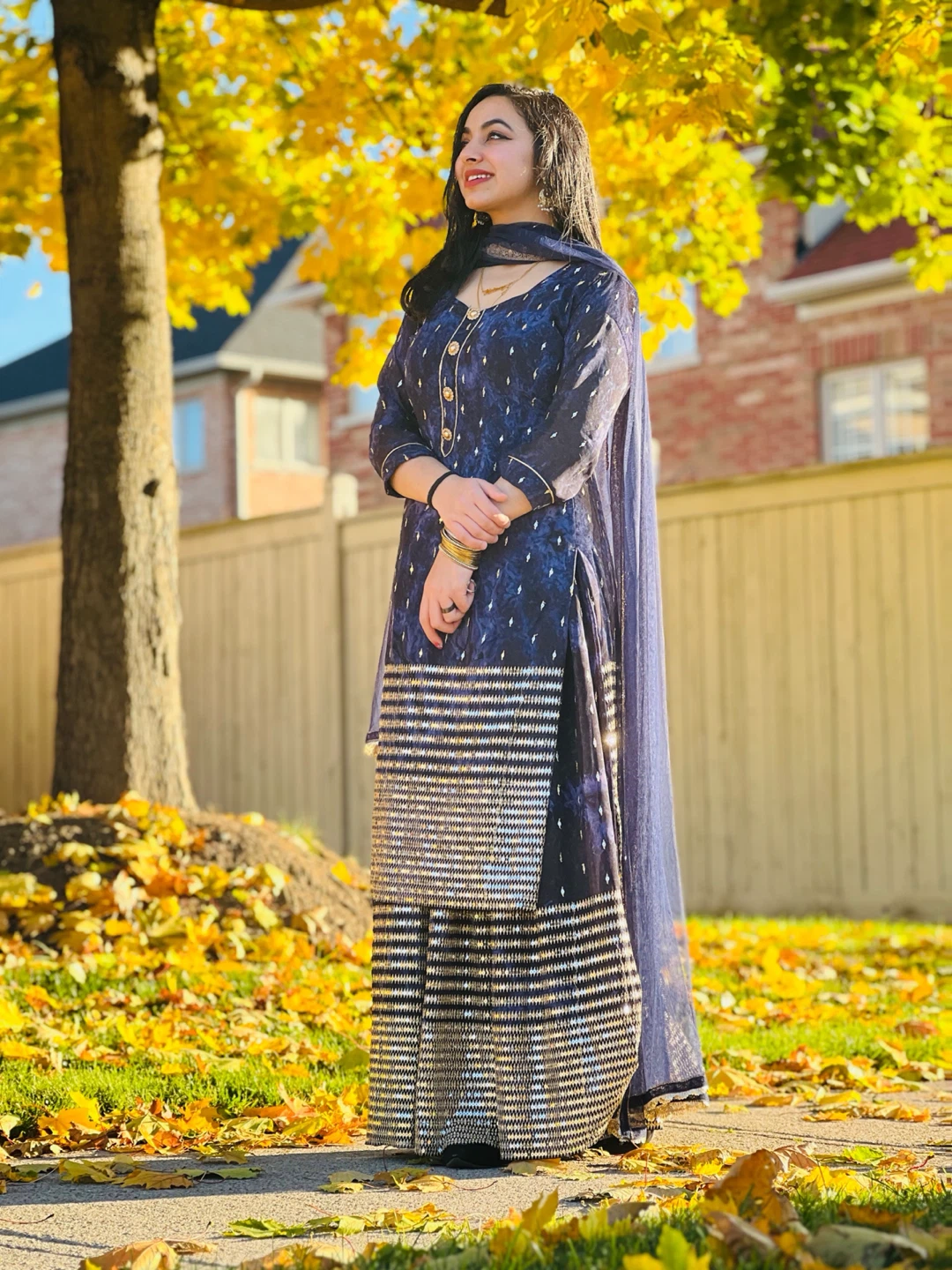 Navy Blue Traditional lehanga with long shirt - photo 2