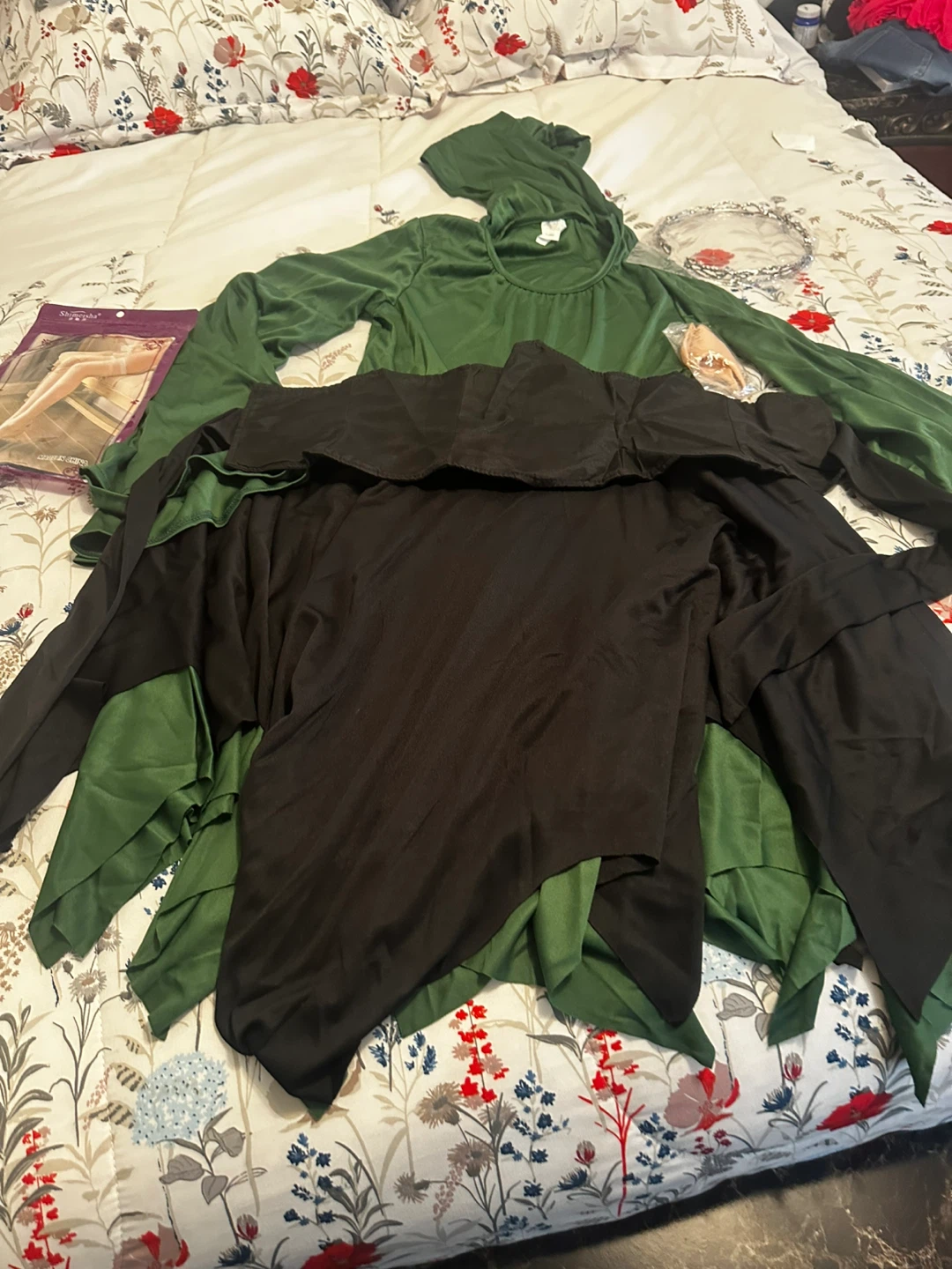 Green and Black Forest Elf Costume Size M