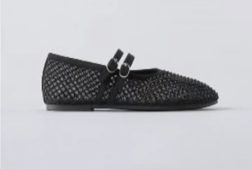 Zara Black Mesh Mary Jane Flats - photo 3
