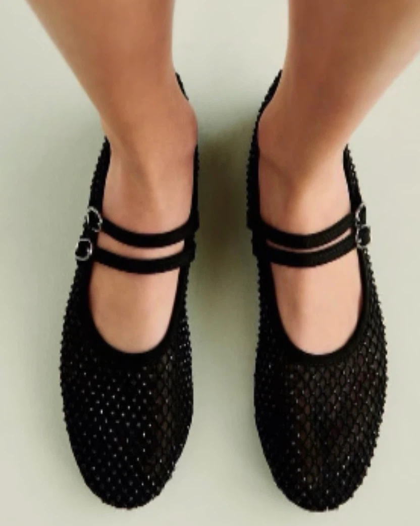 Zara Black Mesh Mary Jane Flats - photo 4