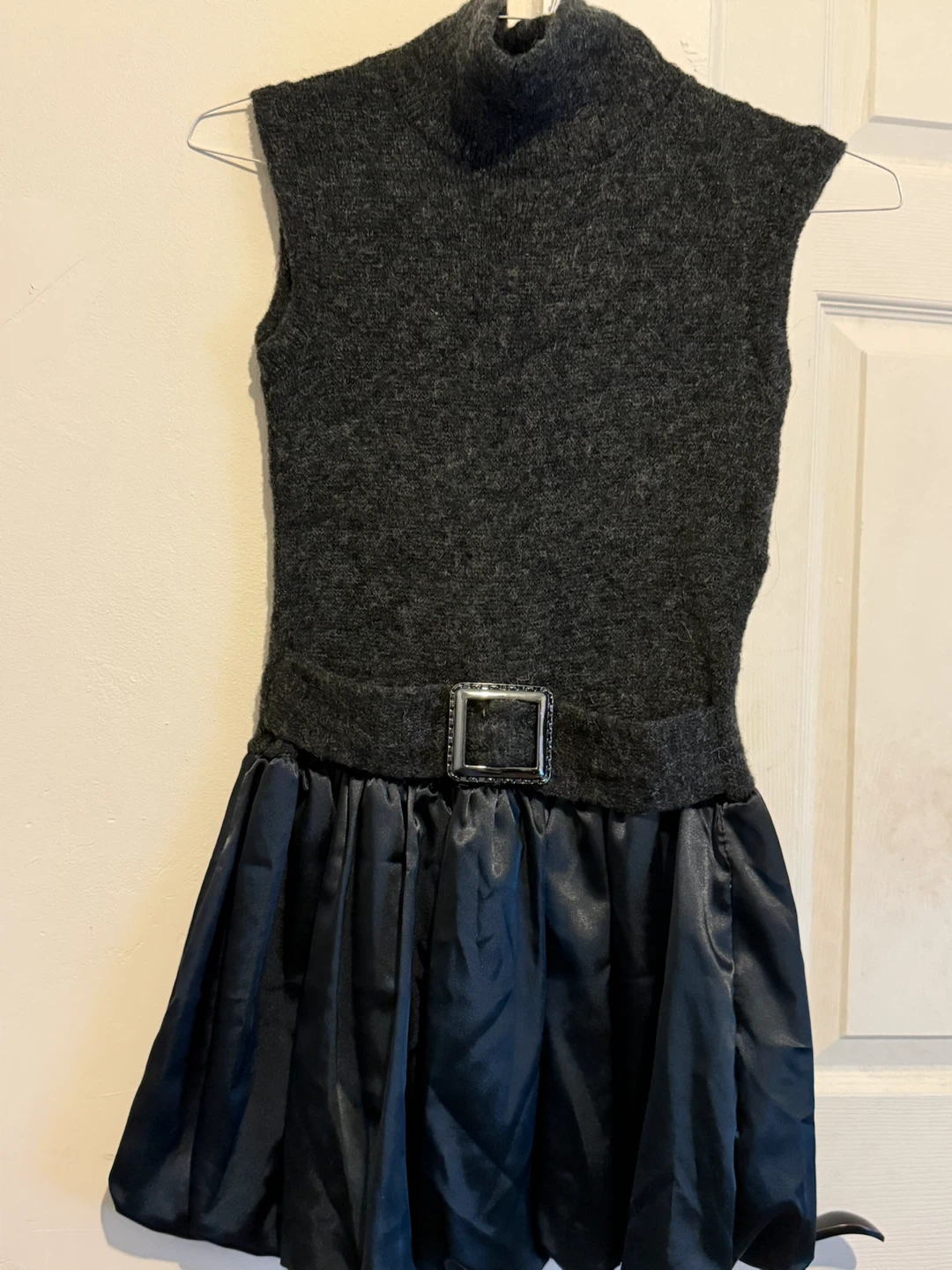 Sleeveless Turtleneck Dress with Belt