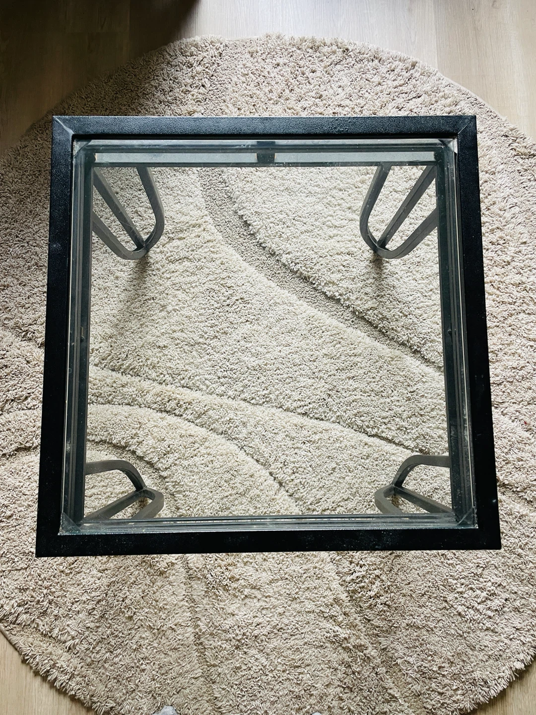 Black Metal and Glass Side Table