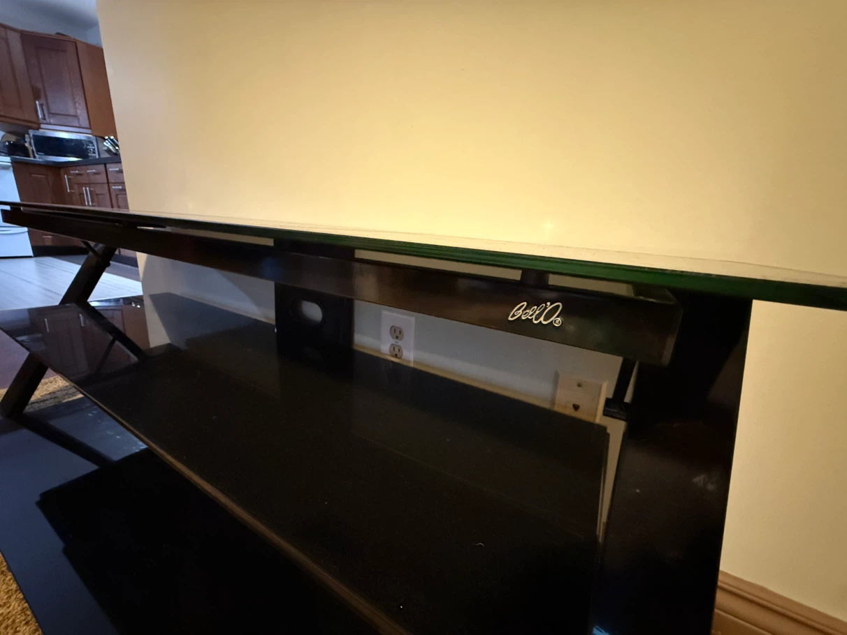 Mint Condition Bello Black Glass 3-Shelf TV Stand – $110 OBO