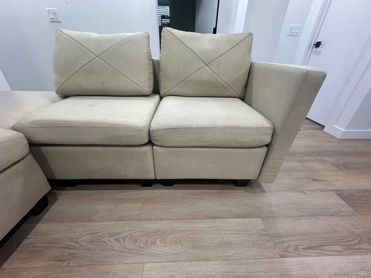 Beige Modular Sectional Sofa with Ottoman