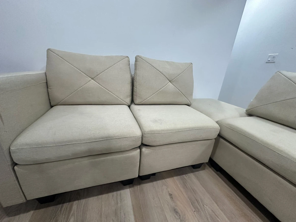 Beige Modular Sectional Sofa with Ottoman - photo 2