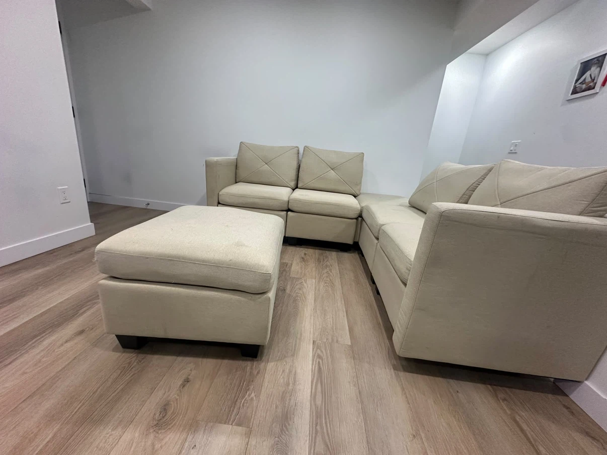 Beige Modular Sectional Sofa with Ottoman - photo 4