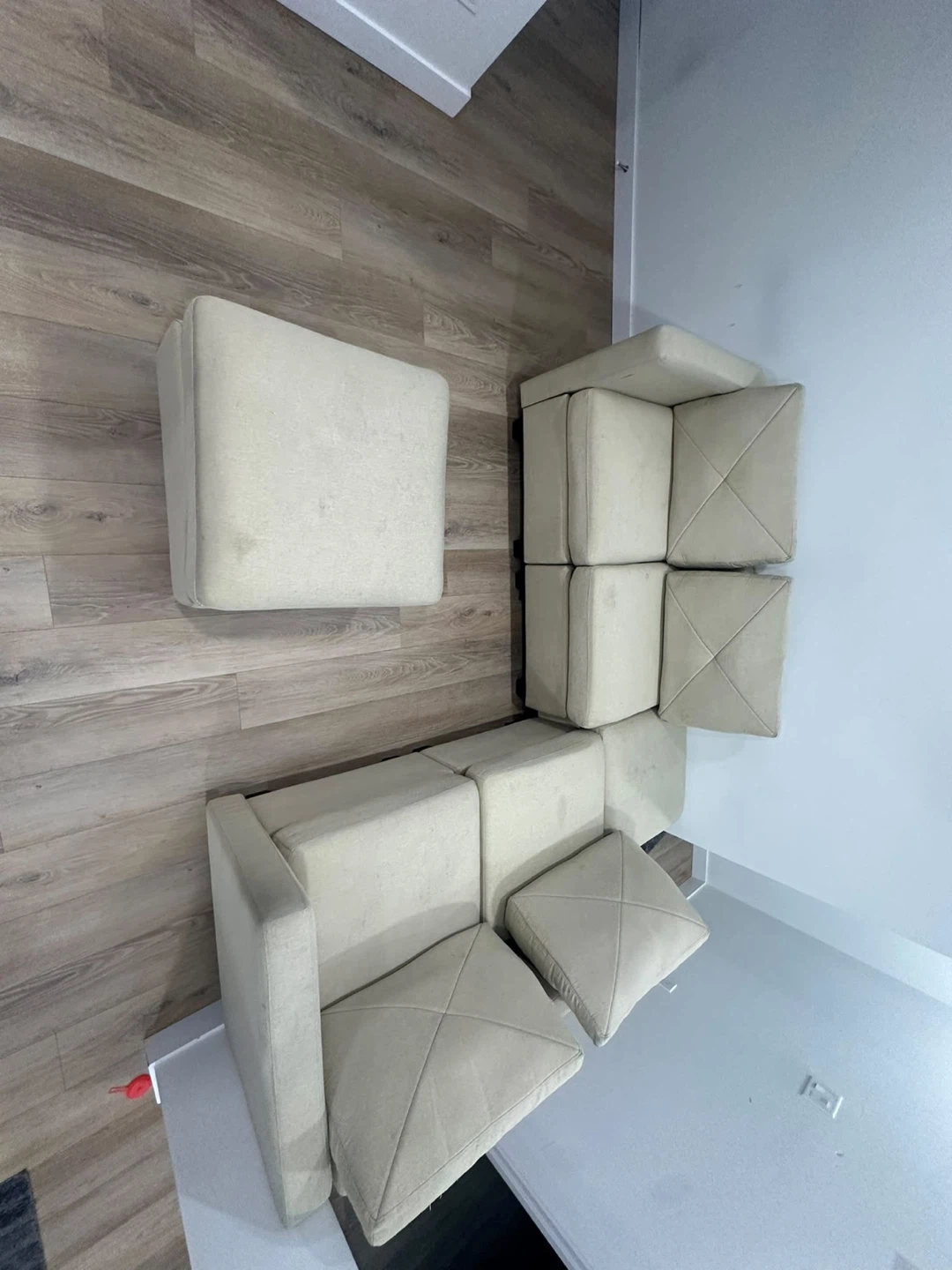 Beige Modular Sectional Sofa with Ottoman - photo 5