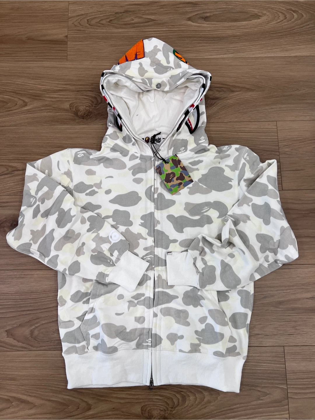 A Bathing Ape Shark Hoodie White Camo