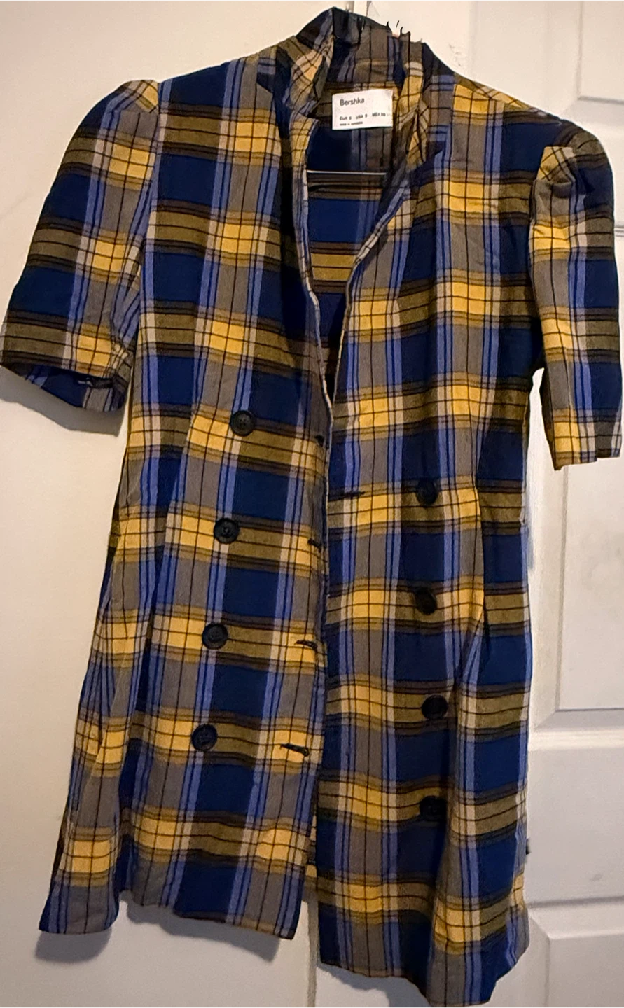 Bershka Plaid Double-Breasted Dress