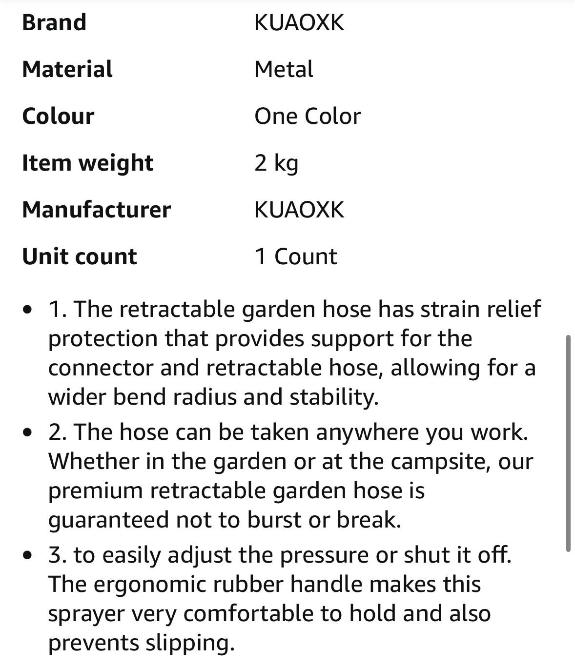 KUAOXK 50ft Retractable Expandable Garden Hose - photo 5