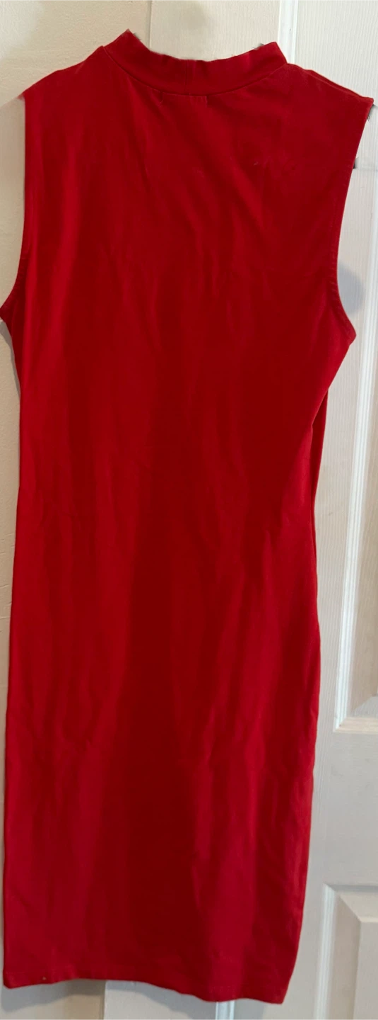 Red Sleeveless Mock Neck Dress - photo 2