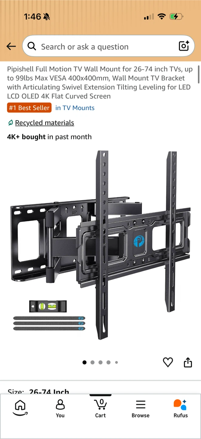 Pipishell Full Motion TV Wall Mount