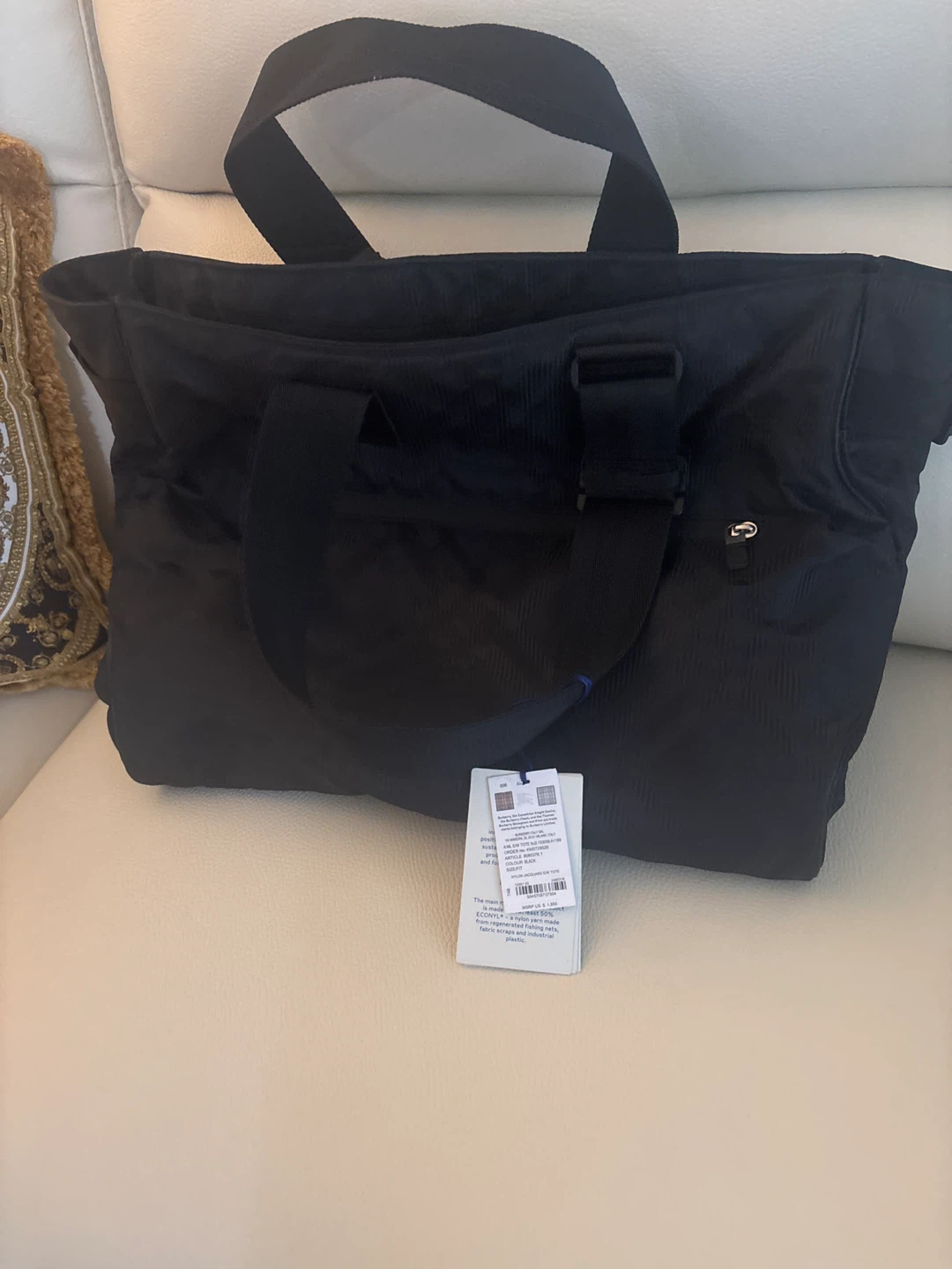 Burberry Nylon Jacquard E/W Tote Bag Black