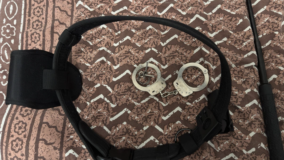 Tactical Belt with Handcuffs and Baton