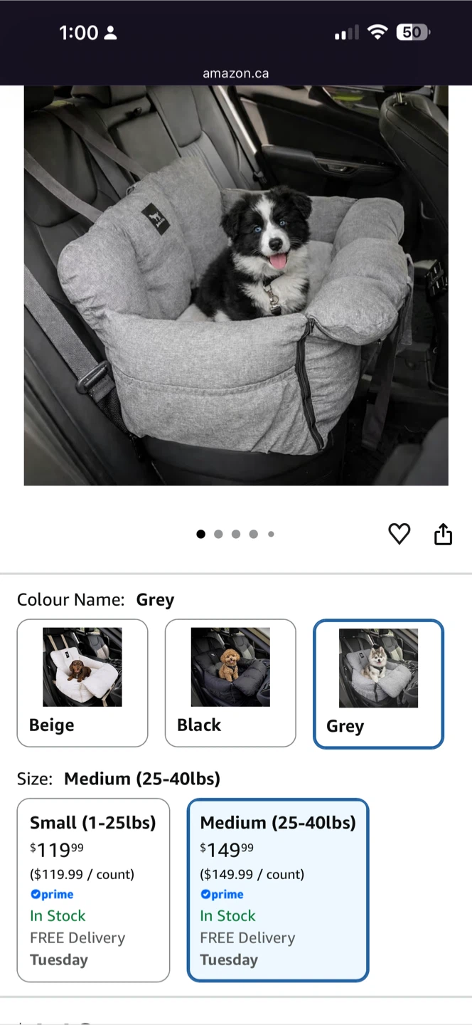 Jacko & Co Medium Dog Car Seat - Grey - photo 2
