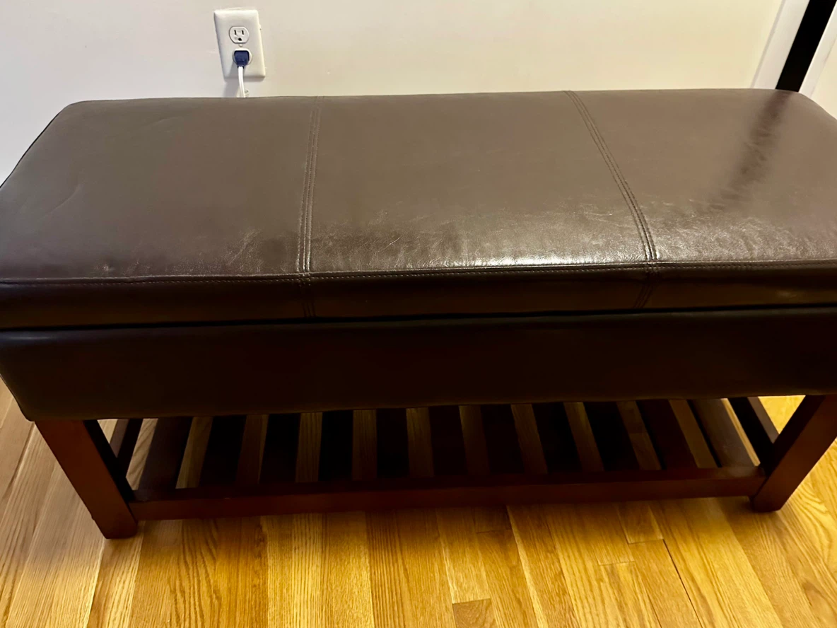 Dark Brown Storage Bench Ottoman with shoe rack