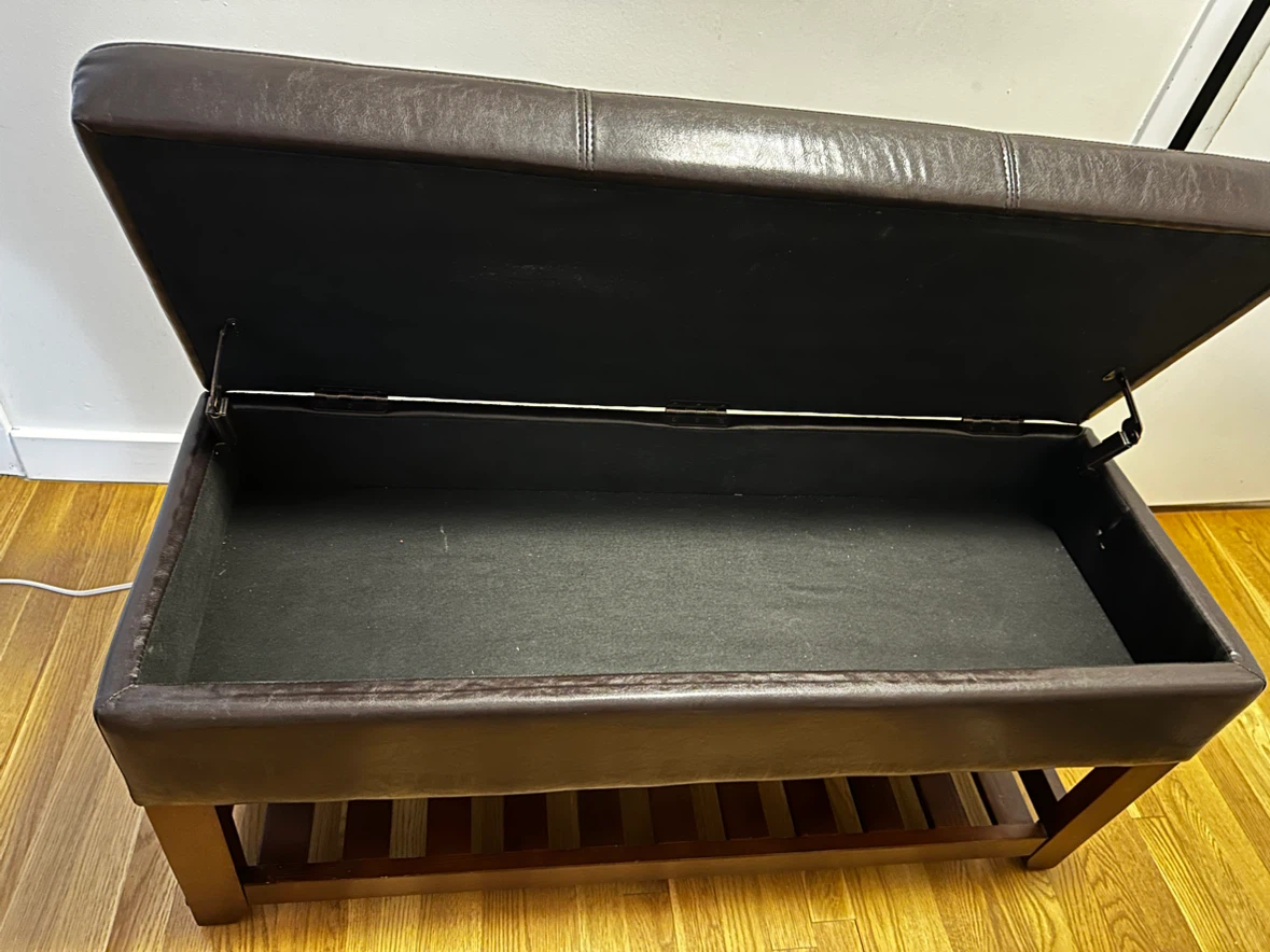 Dark Brown Storage Bench Ottoman with shoe rack - photo 2