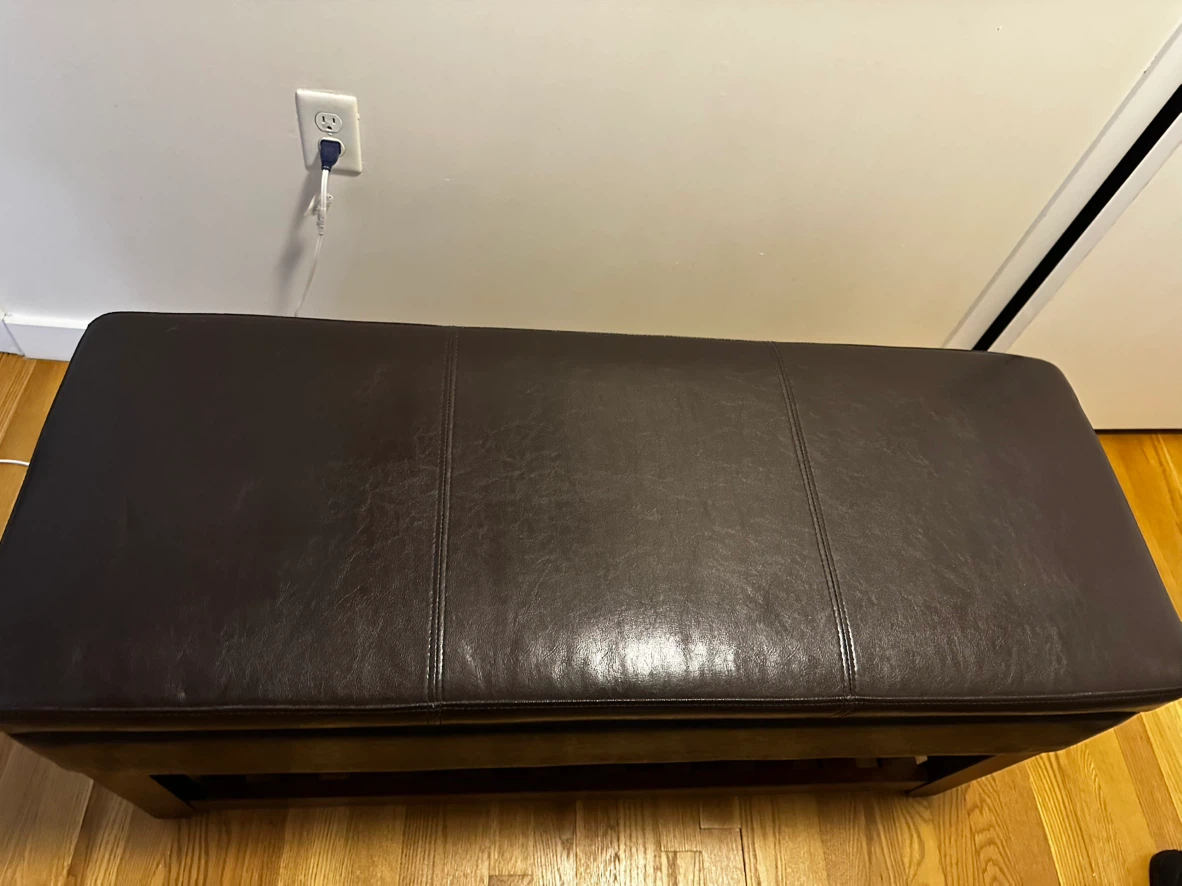 Dark Brown Storage Bench Ottoman with shoe rack - photo 3