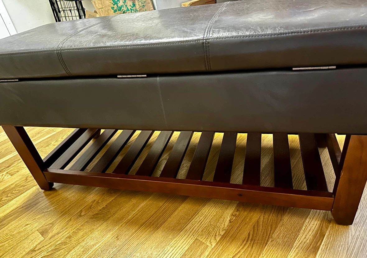 Dark Brown Storage Bench Ottoman with shoe rack - photo 4