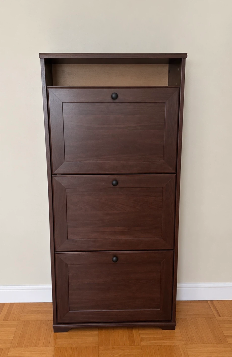 Dark Brown 3-Tier Shoe Cabinet