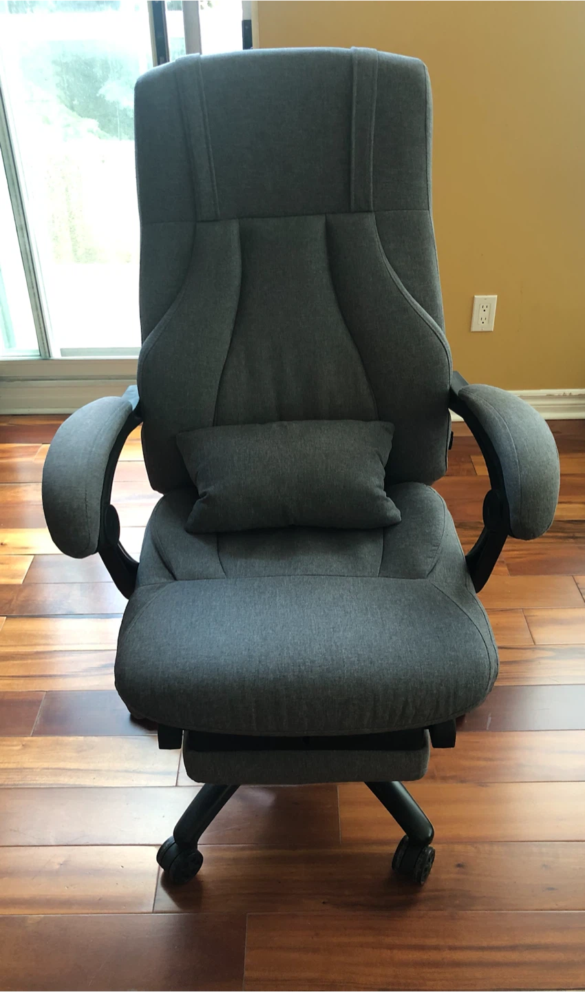 Grey Ergonomic Office Chair with Footrest