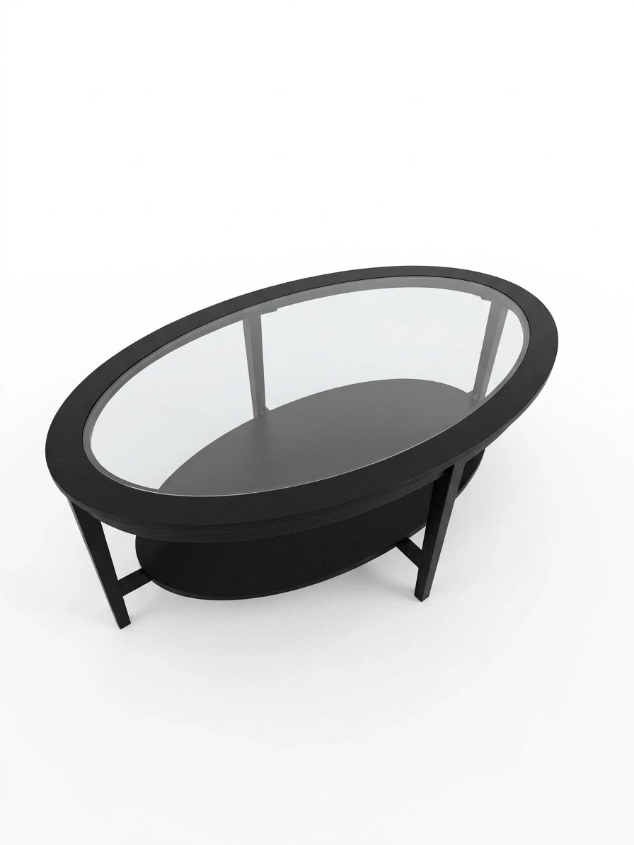 Black Oval Glass Coffee Table - photo 2