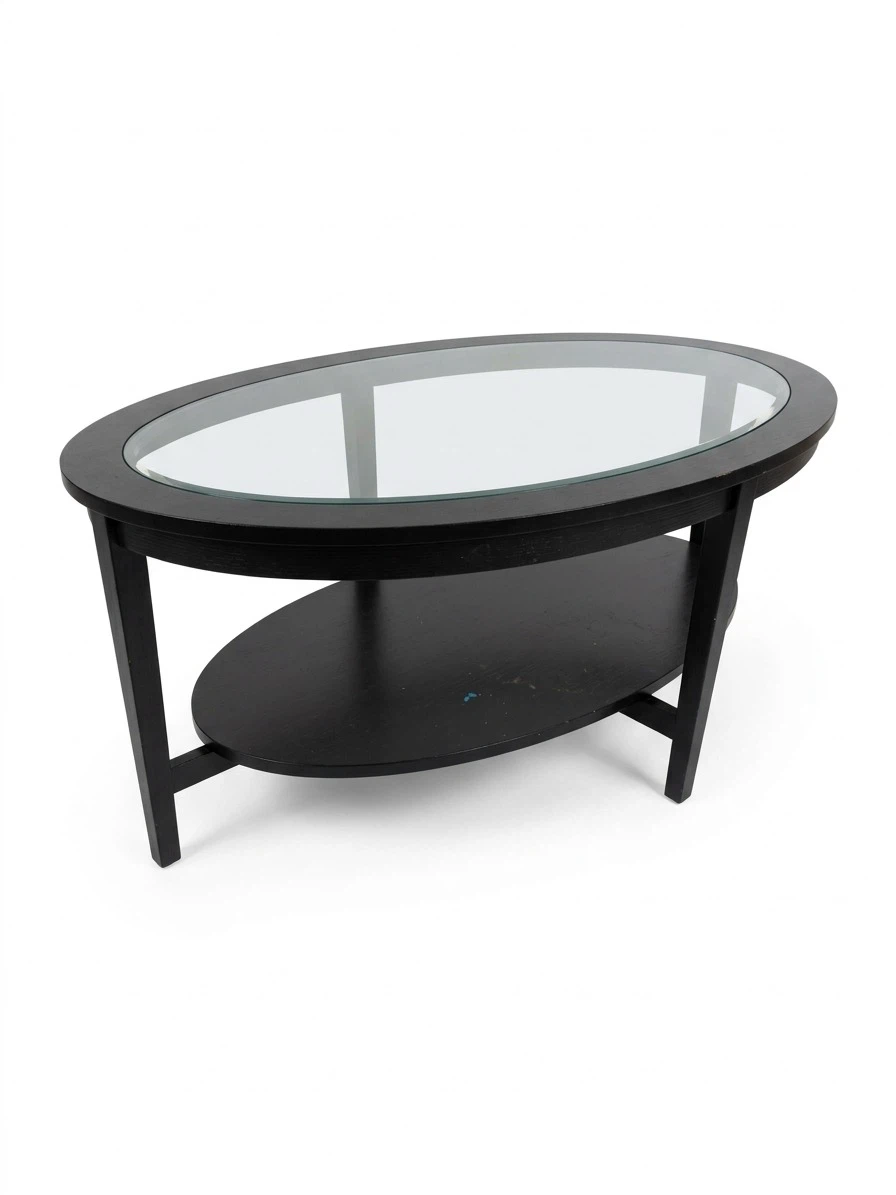 Black Oval Glass Coffee Table - photo 3
