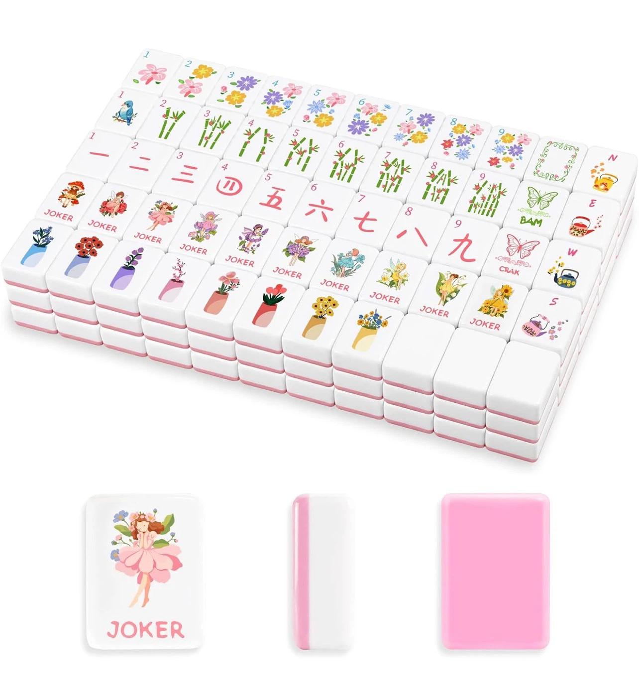 Pink Fairy Themed Mahjong Tile Set