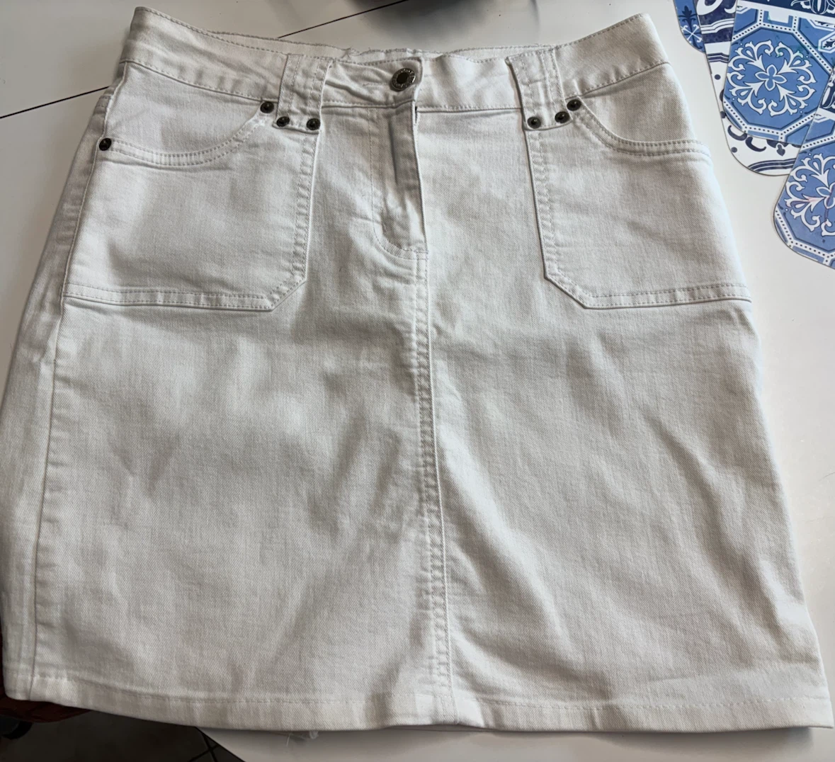 Nevada white denim skirt