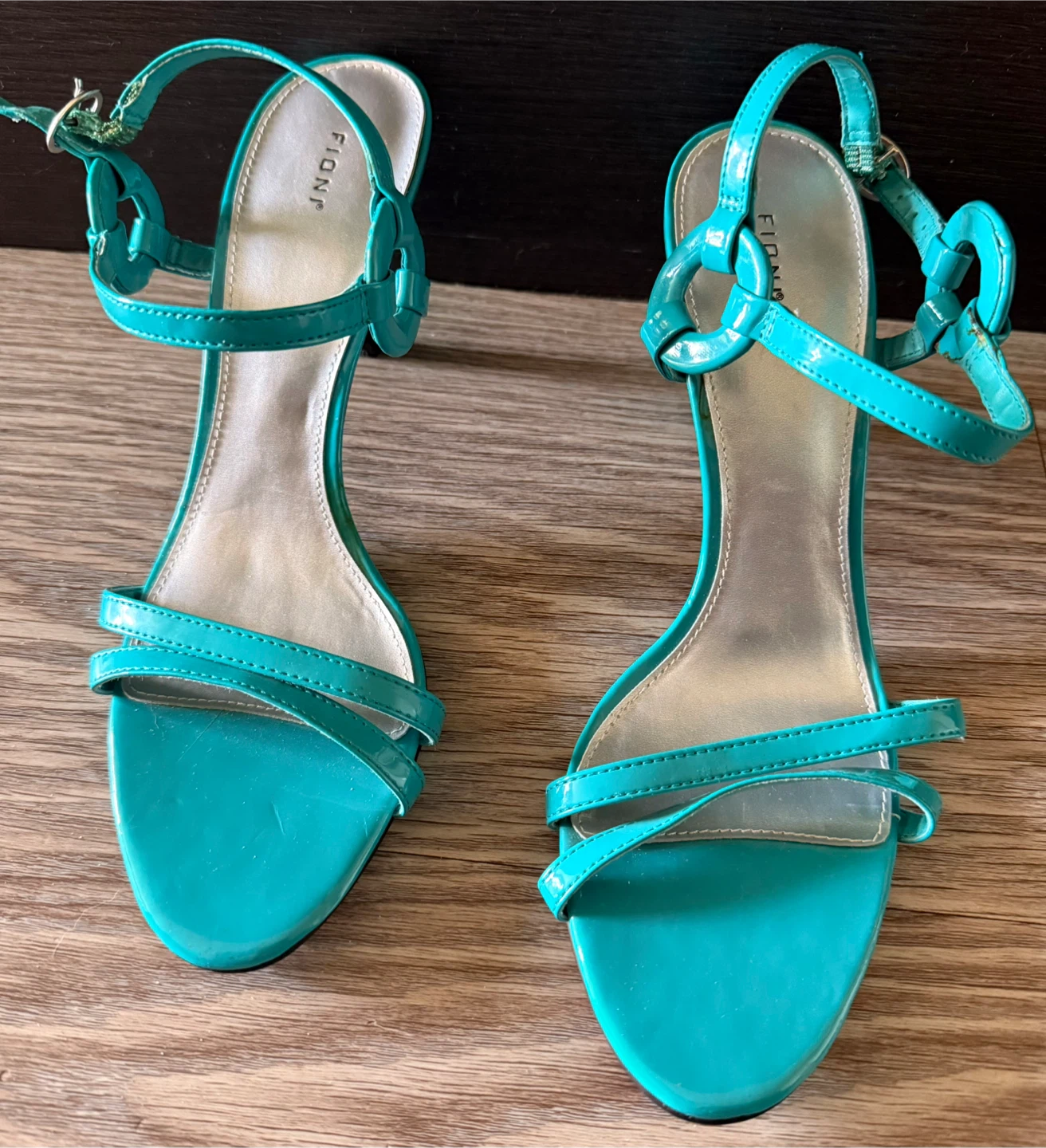 Turqoise FIONI Patent Leather Heels