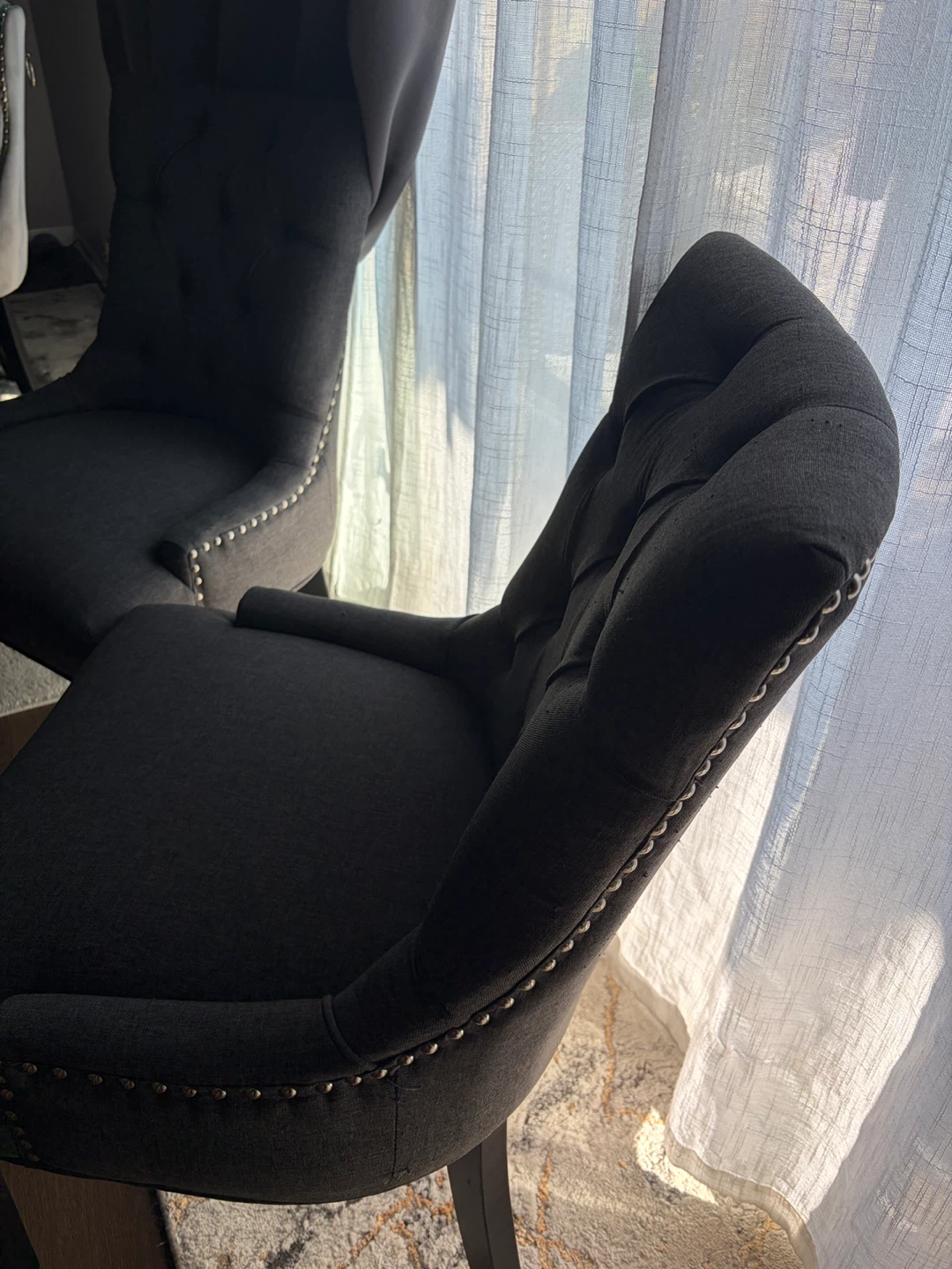 Set of two gray upholstered accent chairs - photo 2