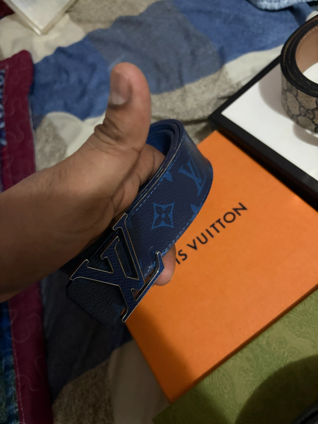 Louis Vuitton Monogram Belt Blue