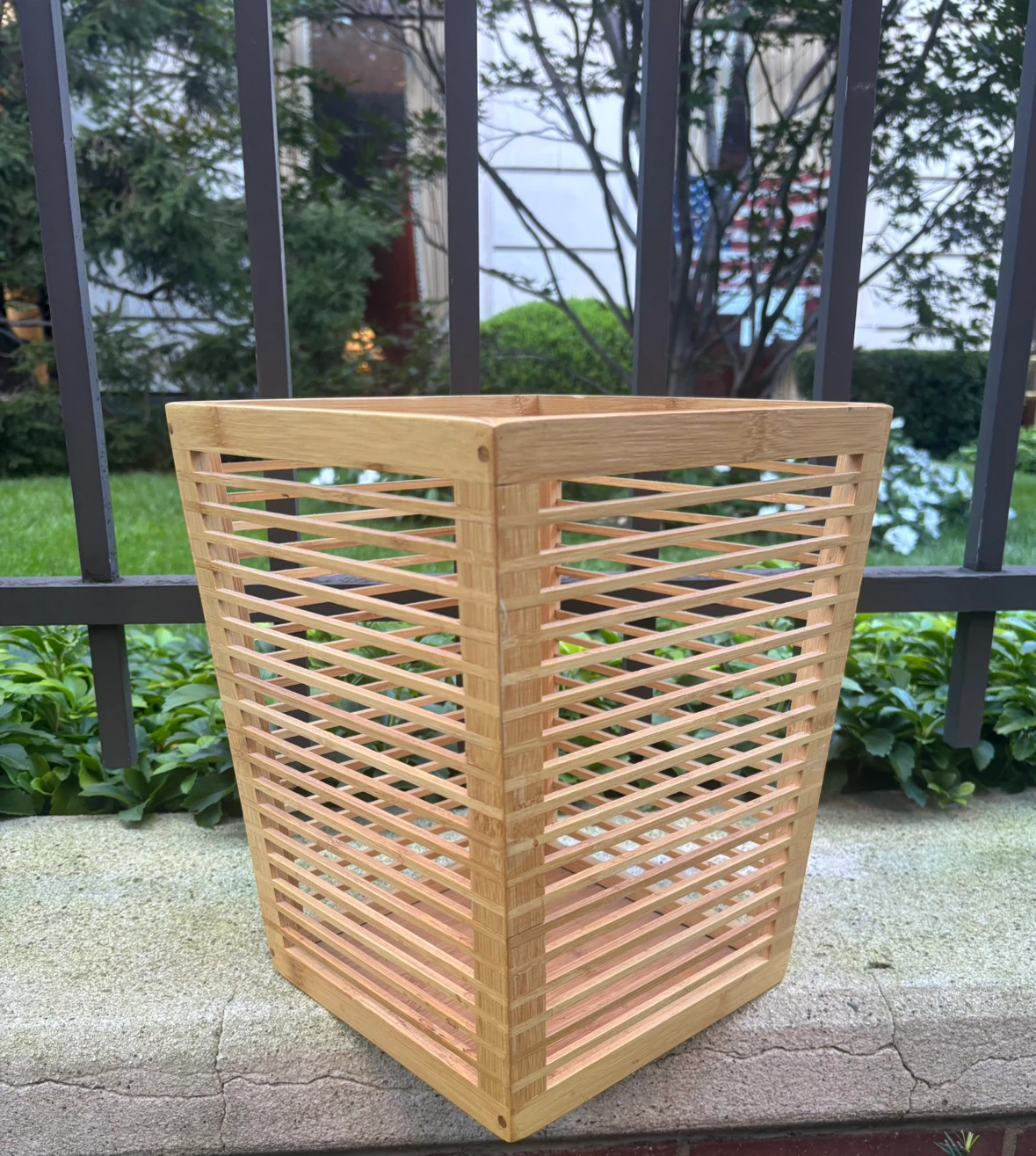 Bamboo Slatted Wastebasket - photo 2
