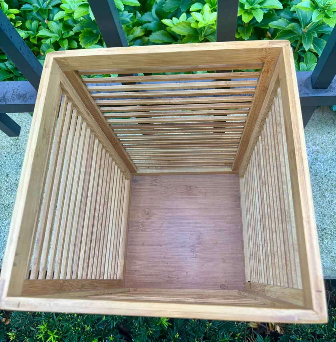 Bamboo Slatted Wastebasket - photo 4