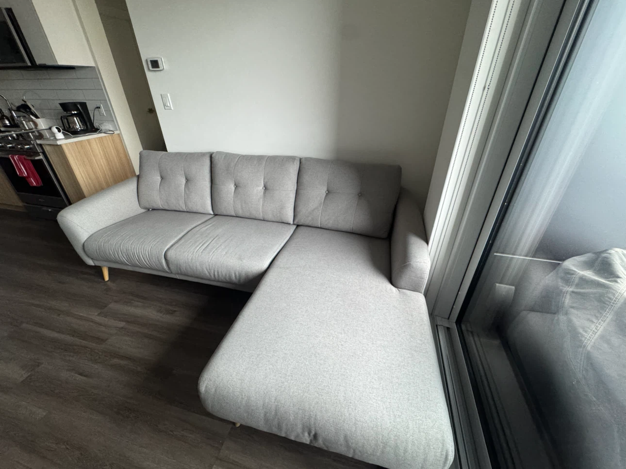 Light Grey L-Shaped Sectional Sofa - photo 2