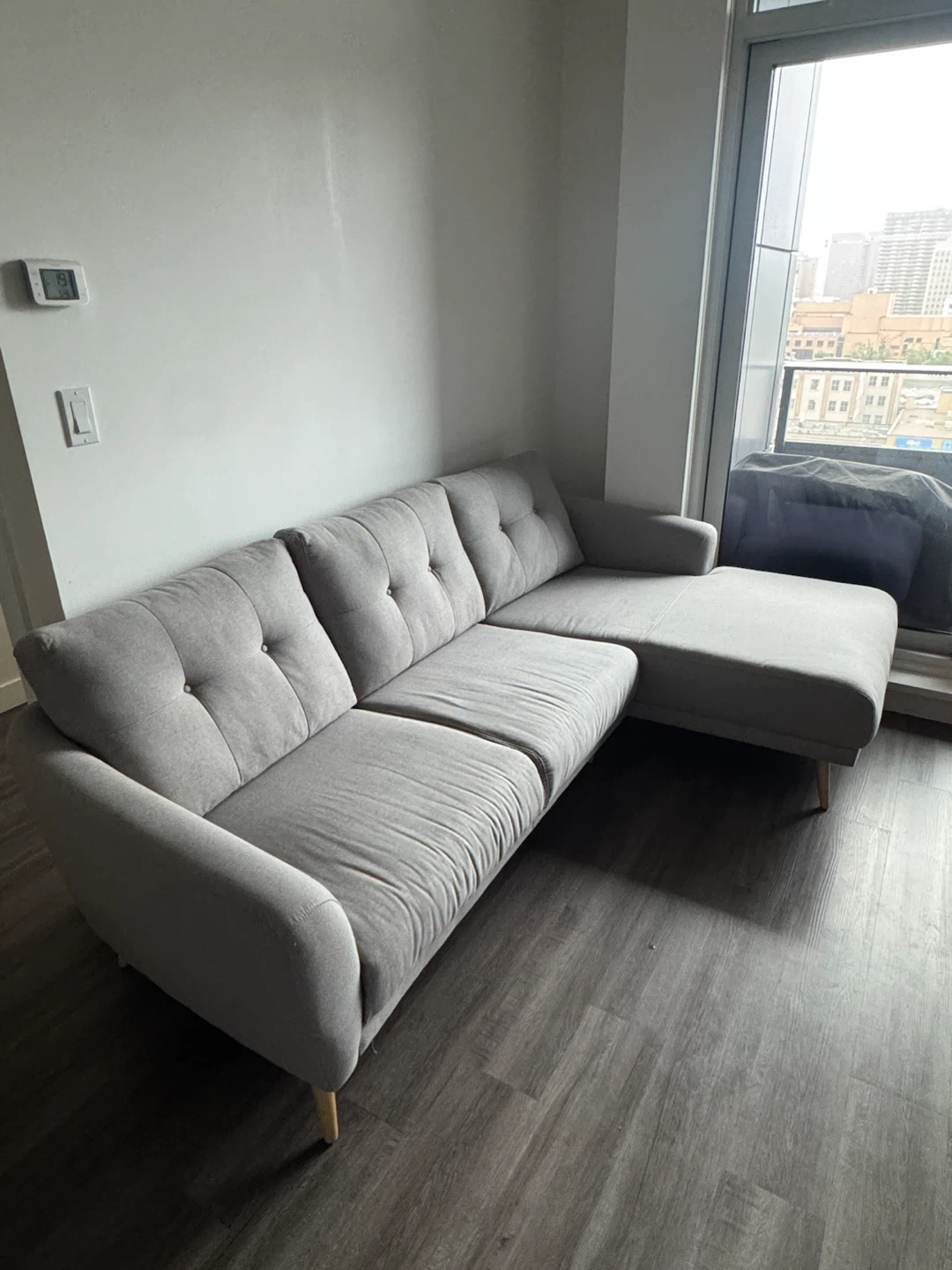 Light Grey L-Shaped Sectional Sofa