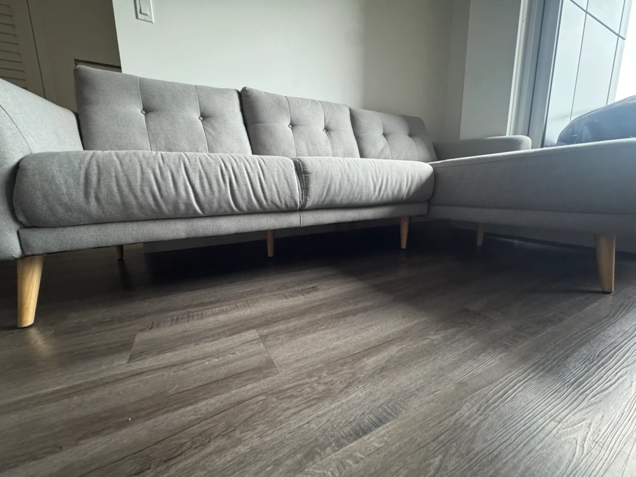 Light Grey L-Shaped Sectional Sofa - photo 3