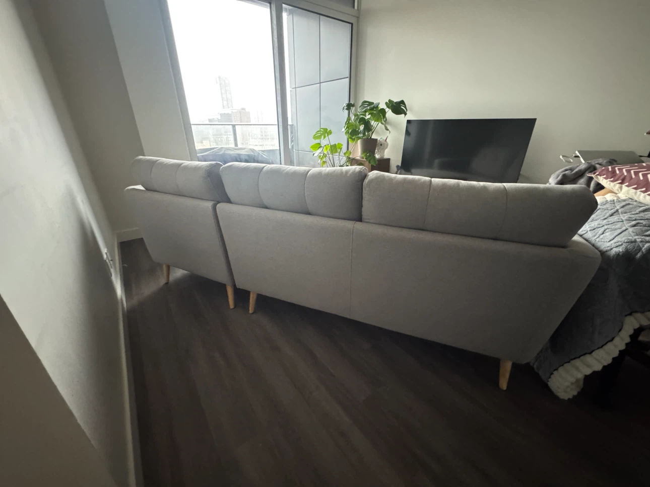 Light Grey L-Shaped Sectional Sofa - photo 5