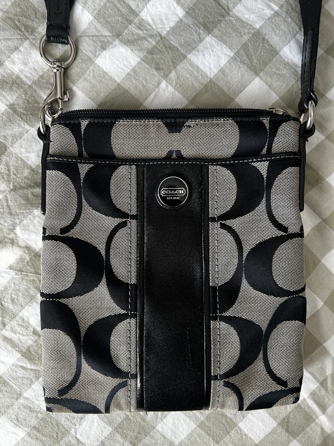 Vintage Coach Signature Stripe Crossbody Bag