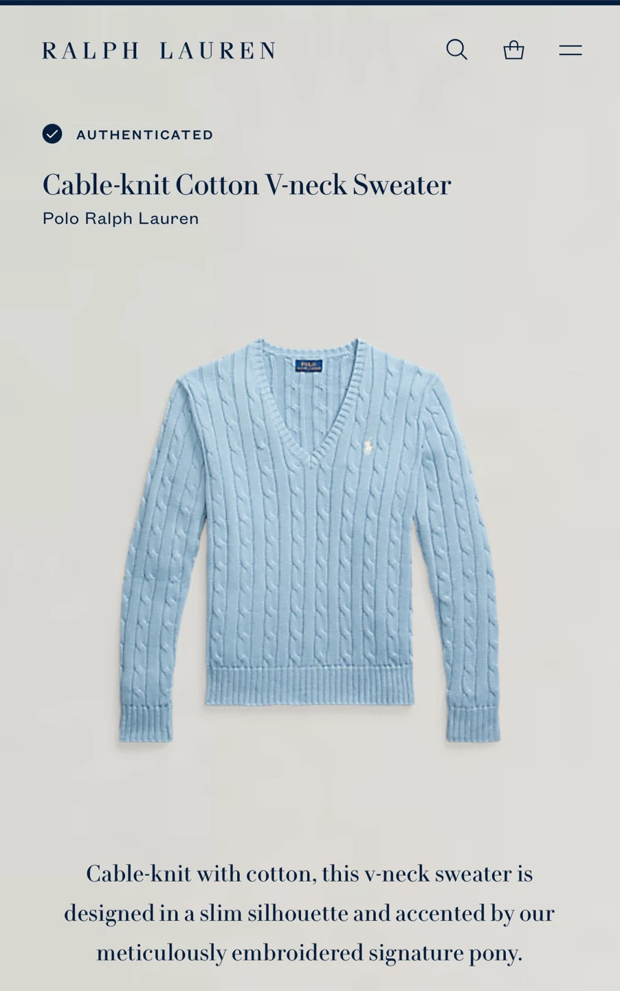 Polo Ralph Lauren Light Blue Cable Knit Sweater - photo 5