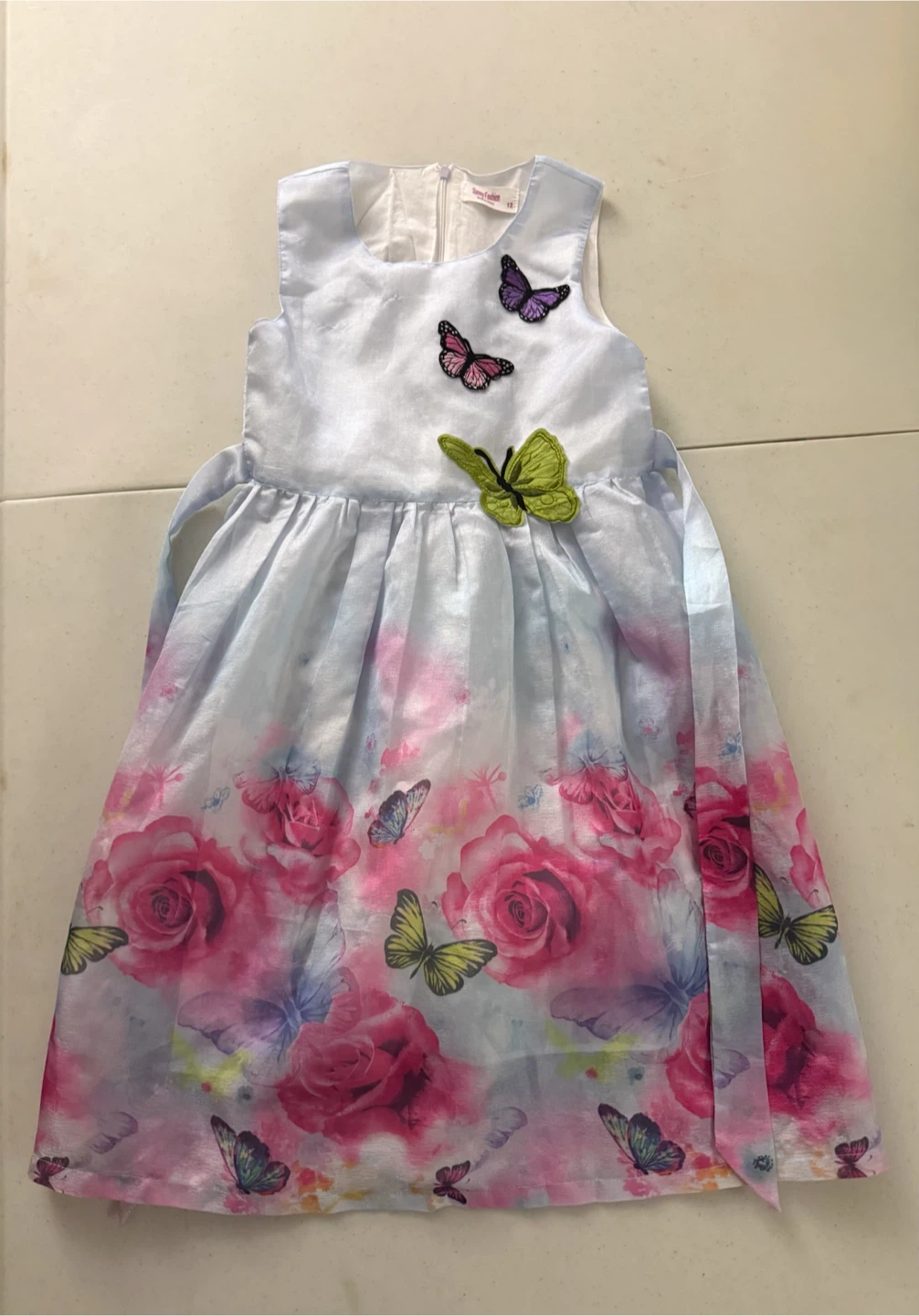 Butterfly And Floral Blue Dress Size 12