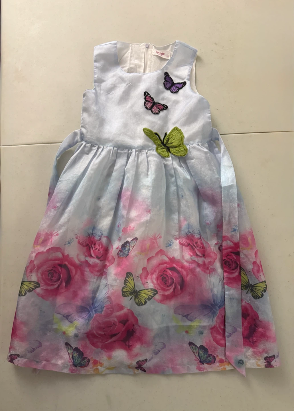 Butterfly And Floral Blue Dress Size 12 - photo 3